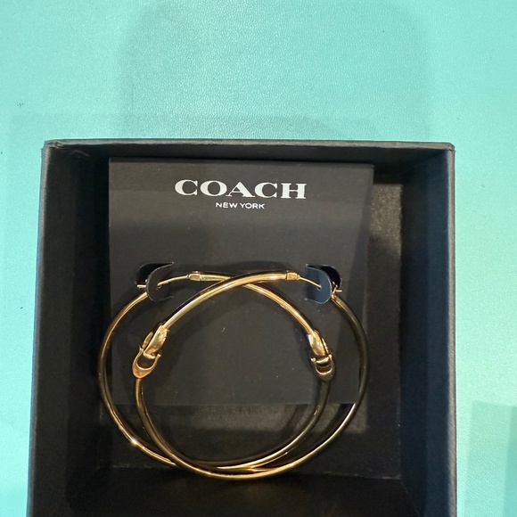 COACH Signature Enamel Large Hoop Earrings - Picture 5 of 6